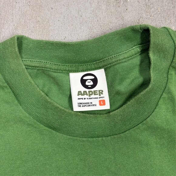 AAPE by A Bathing Ape T-Shirt Short Sleeve Green "AAPER" Large - Picture 6 of 12